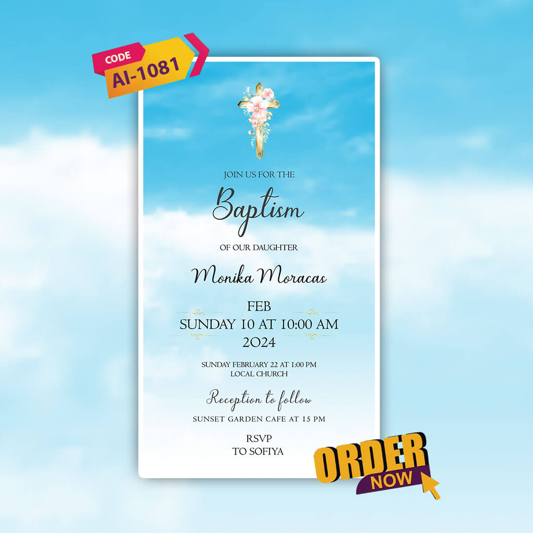 Baptism Ceremony Invitation Video | blue theme |AI-1081