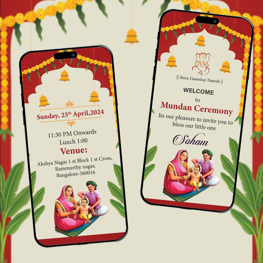 Mundan Ceremony Invitation Video | First Haircut | AI-1062