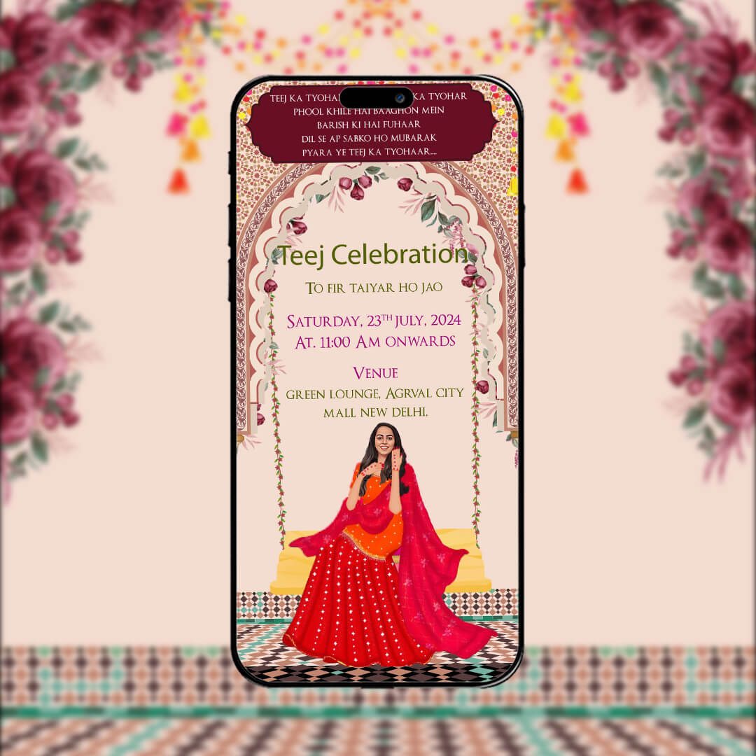 Teej Party Invitation Video | Sacred Celebration | AI-1192