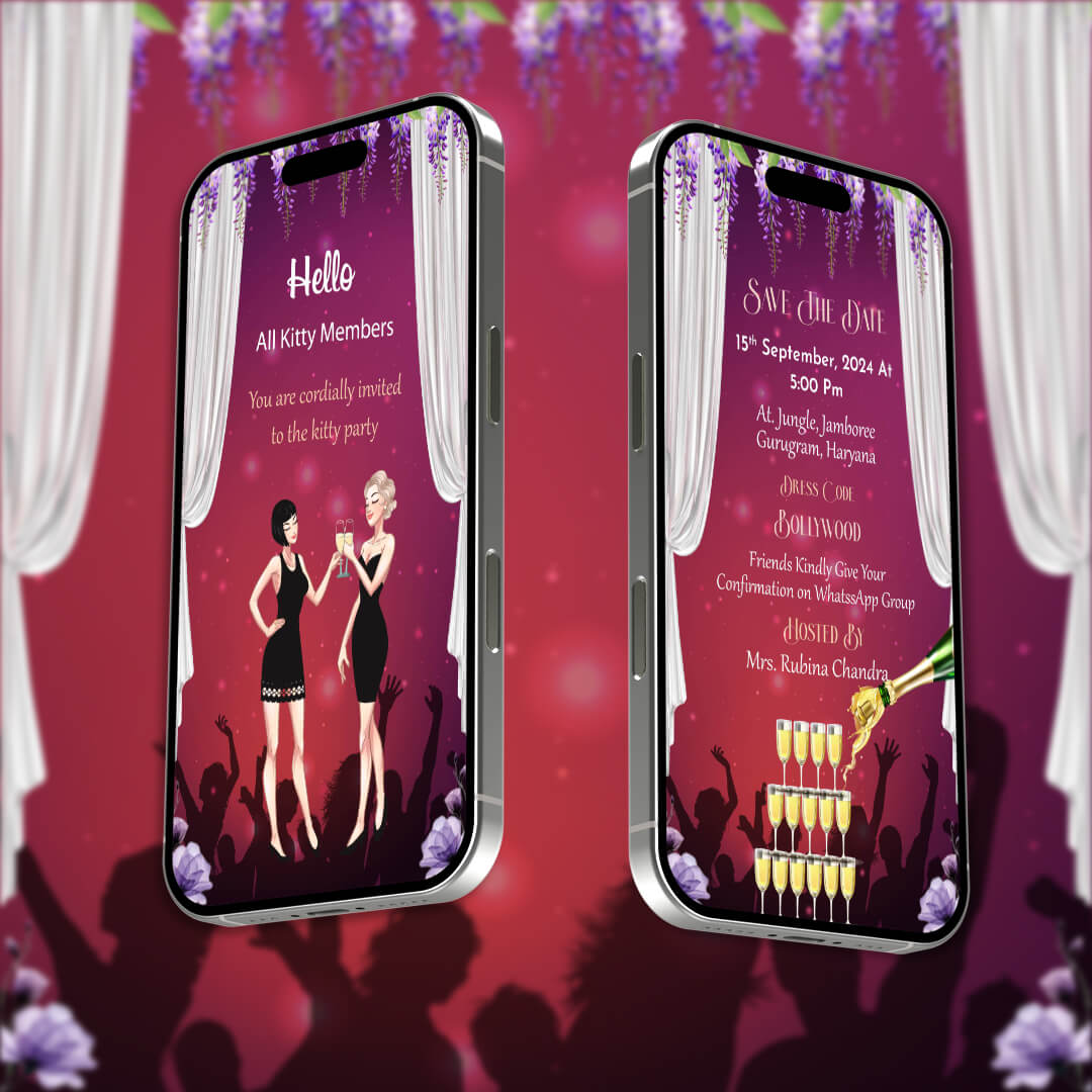 Kitty Party Invitation Video | Red Theme | AI-1173
