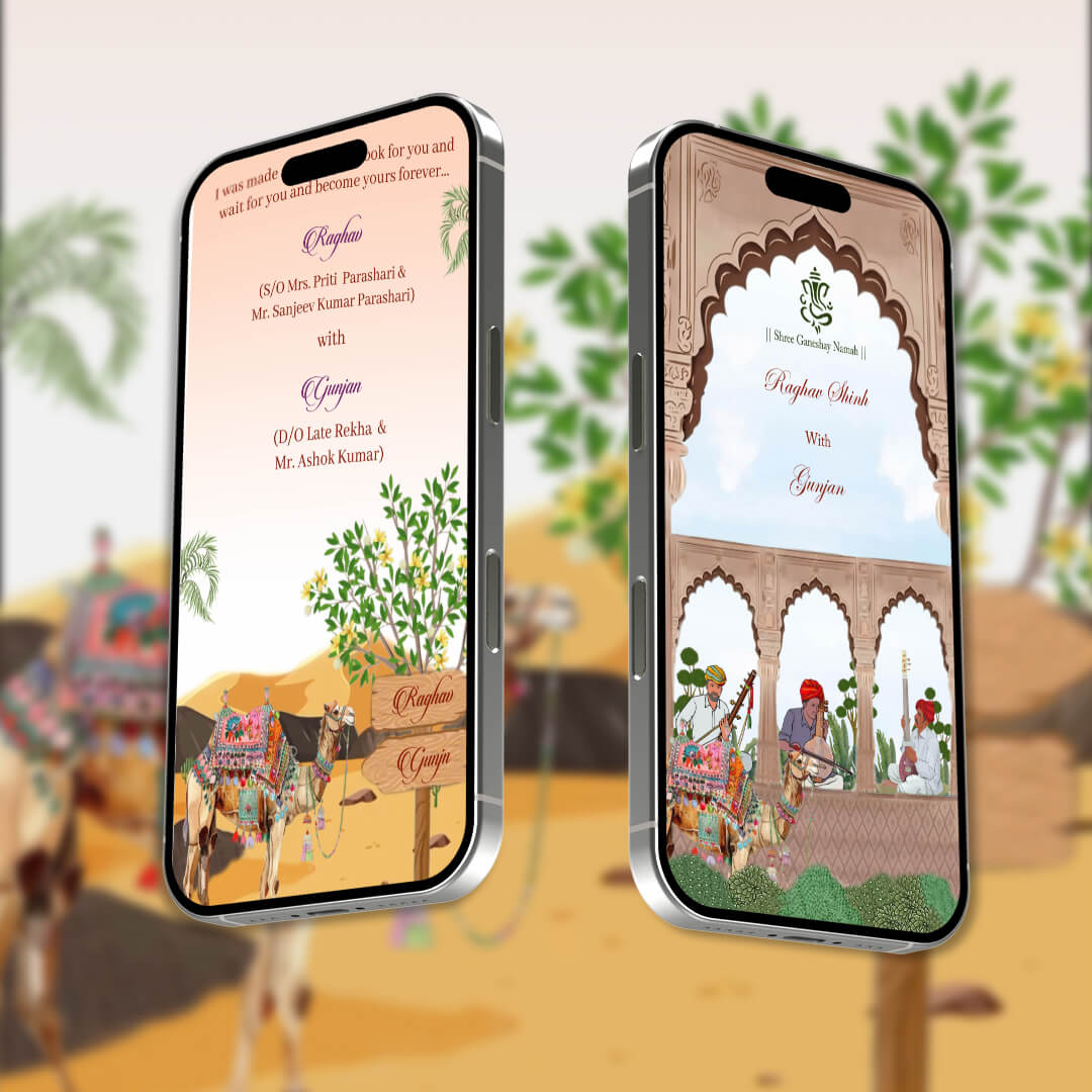 Rajasthani Wedding Invitation Video | Folk Wedding E-Invite | AI-1358