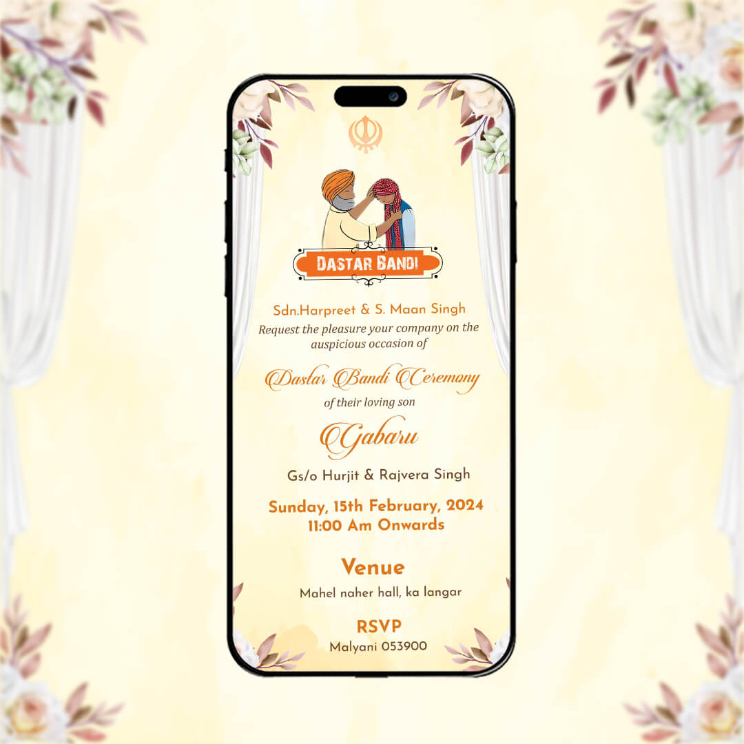 Dastar Bandi Ceremony Invitation Video | Sikh Turban Tying | AI-1088