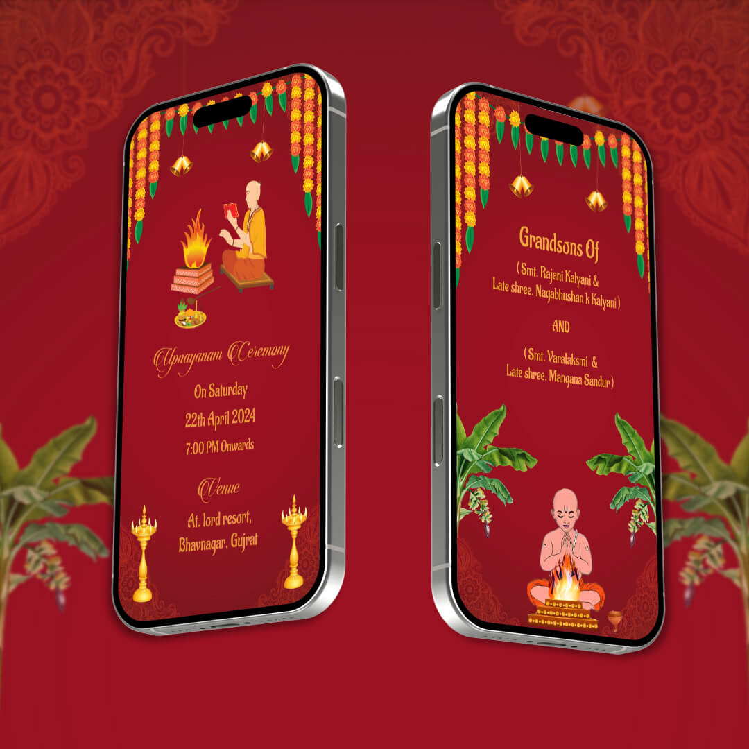 Thread Ceremony Invitation Video | Red Themed | AI-1047
