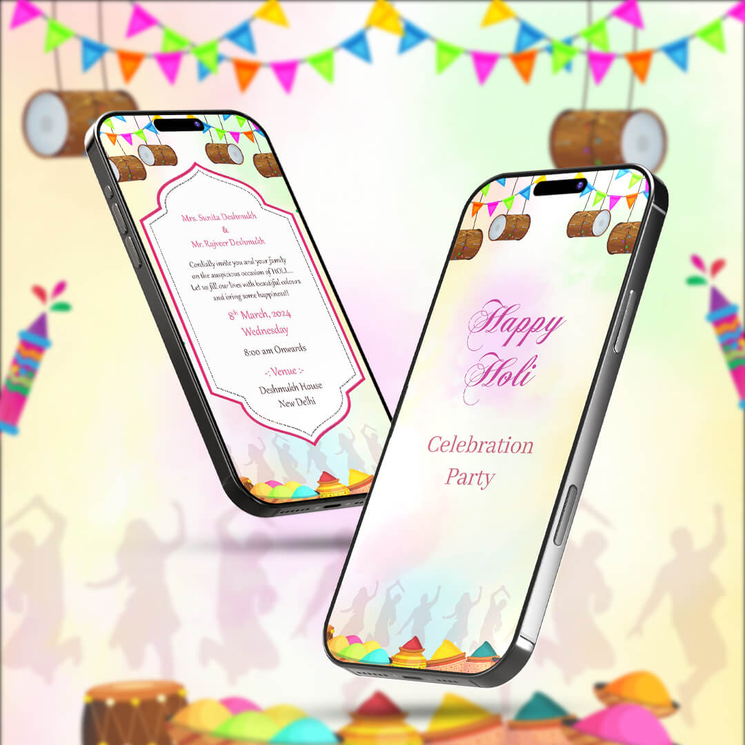 Holi Celebration Party Invitation Video | Elegant Celebration | AI-1418