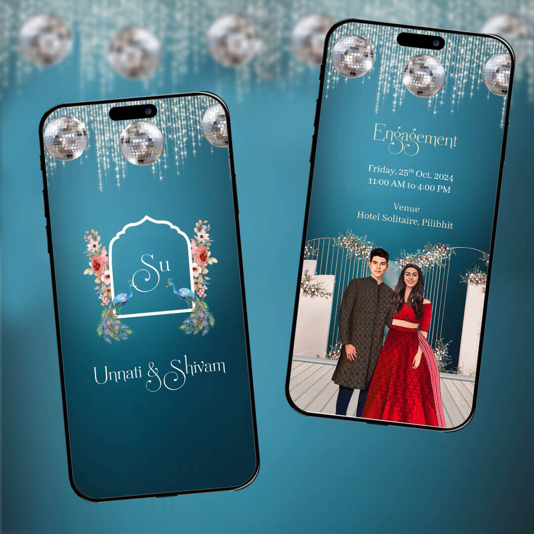 Engagement & Ring Ceremony Video Invitation | Teal-Themed |AI-1391