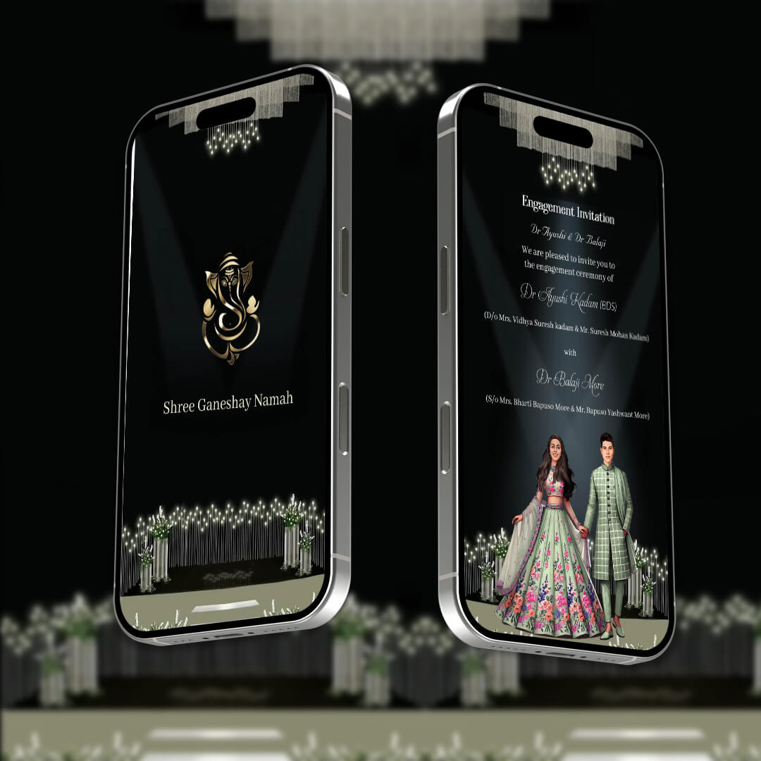 Engagement & Ring Ceremony Video Invitation | Black Theme | AI-1488