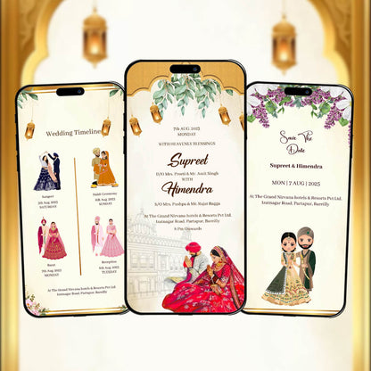 Sikh Wedding Invitation Video | Modern Elegance | AI-1322