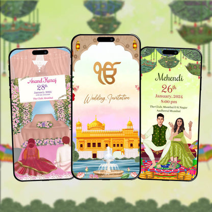 Sikh Wedding Invitation Video | Floral Radiance | AI-1352