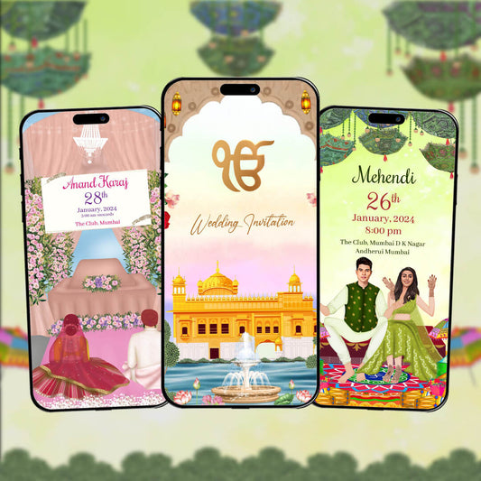 Sikh Wedding Invitation Video | Floral Radiance | AI-1352