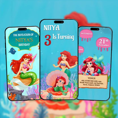 Mermaid Theme Birthday Invitation Video | Tailing tales of the ocean's whispers 🐟 | AI-1522