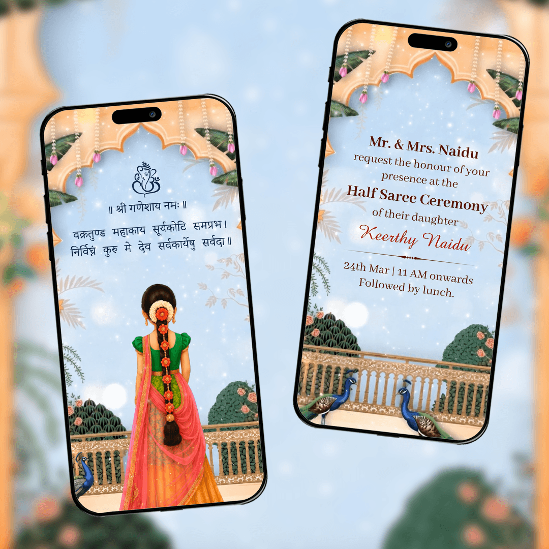 Half Saree Ceremony Invitation Video | Digital Video Invitation | AI-1567