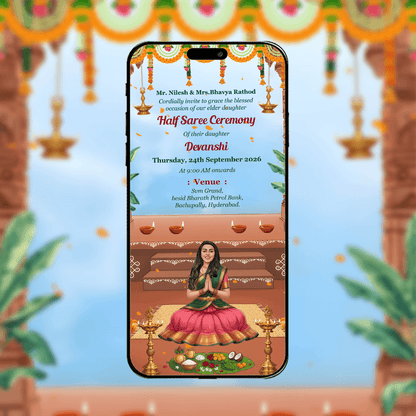 Half Saree Ceremony Invitation Video | Half Saree Video Invitation | AI-1575