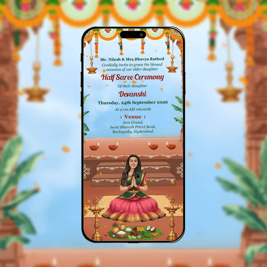 Half Saree Ceremony Invitation Video | Half Saree Video Invitation | AI-1575