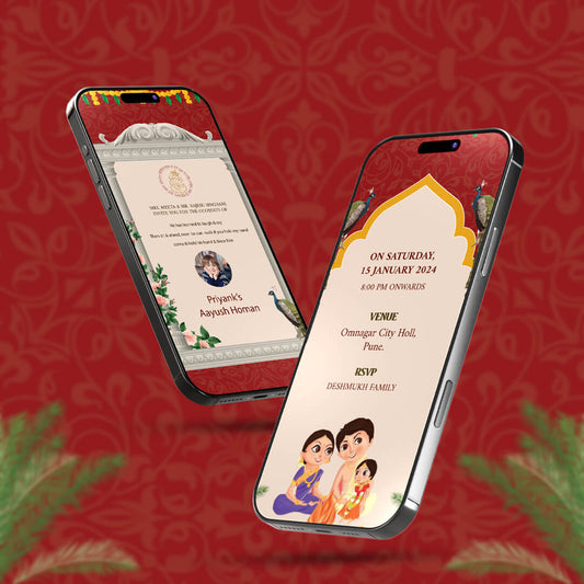 Ayush Homam Invitation Video | Red Themed | AI-1246