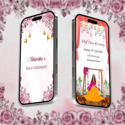 Half Saree Ceremony Invitation Video | Themed Options | AI-1076