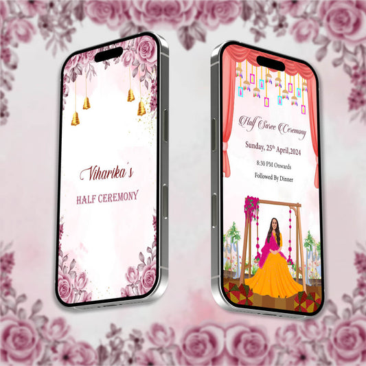 Half Saree Ceremony Invitation Video | Themed Options | AI-1076