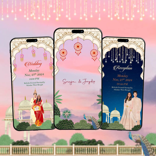 Bengali Wedding Invitation Video – Pink & Blue Theme | AI-1228