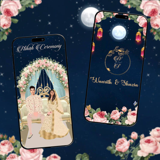 Islamic Wedding Invitation Video | Blue Theme | AI-1130