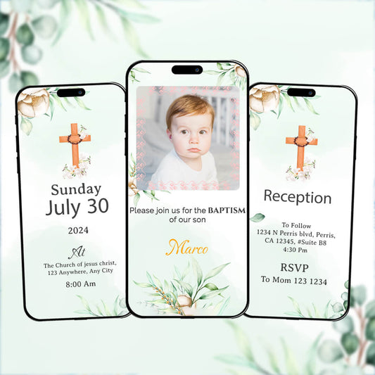 Baptism Ceremony Invitation Video | Digital Christening Invite | AI-1079