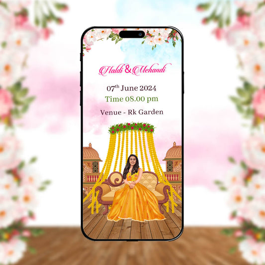 Haldi & Mehendi Ceremony Invitation Video | Floral | AI-1239