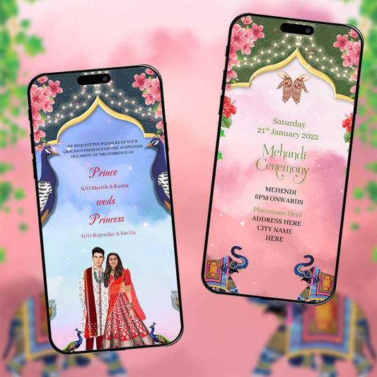 Caricature Wedding Invitation Video | Virtual wedding invite |AI-1407