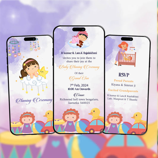 Baby Naming Ceremony | Cradle Ceremony Invitation Video | AI-1051
