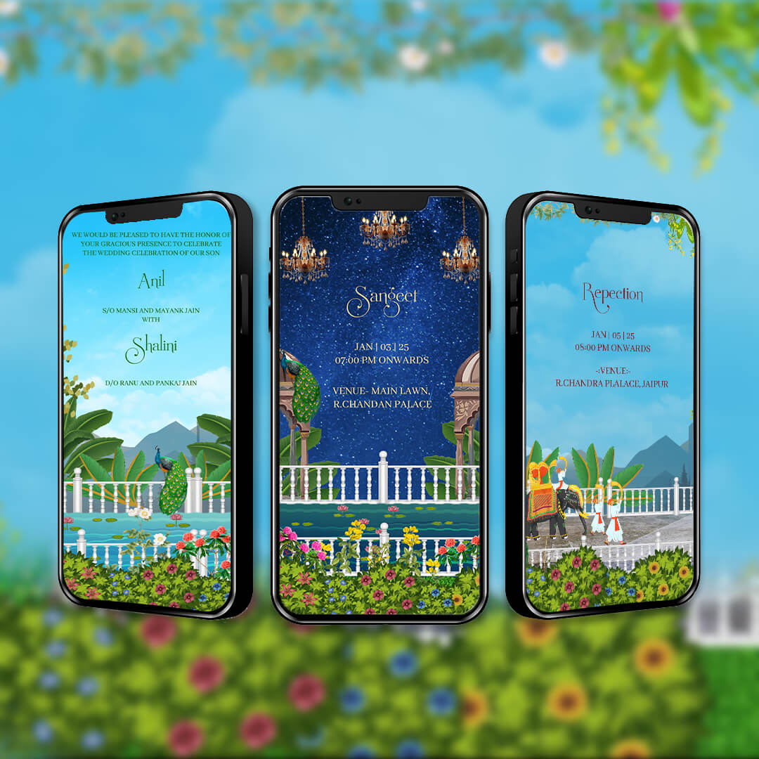 Digital Wedding Invitation Video | Elegant Blue Theme | AI-1408
