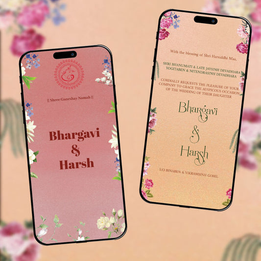 Digital Wedding Invitation Video |  Floral theme |AI-1366