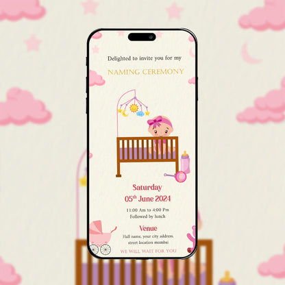 Baby Naming Ceremony | Cradle Ceremony Invitation Video | AI-1050