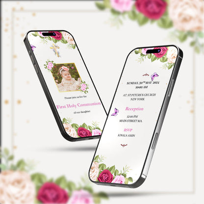 First Holy Communion Invitation Video | Easy & Beautiful |AI-1215