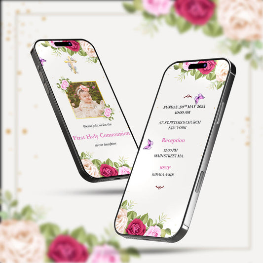 First Holy Communion Invitation Video | Easy & Beautiful |AI-1215