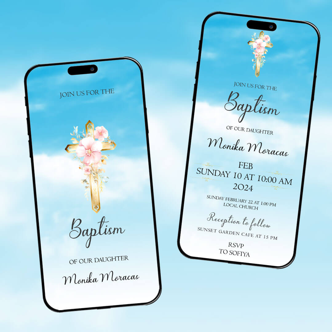 Baptism Ceremony Invitation Video | blue theme |AI-1081