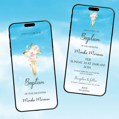Baptism Ceremony Invitation Video | blue theme |AI-1081
