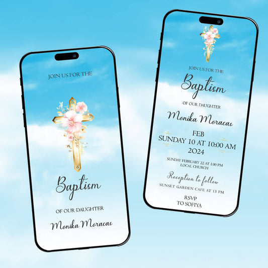Baptism Ceremony Invitation Video | blue theme |AI-1081