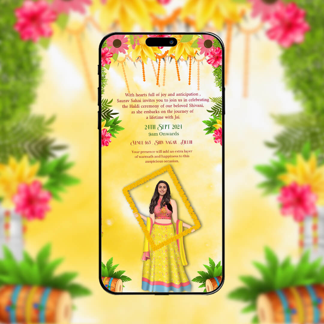 Haldi & Mehendi Ceremony Invitation Video |  Custom Design | AI-1233