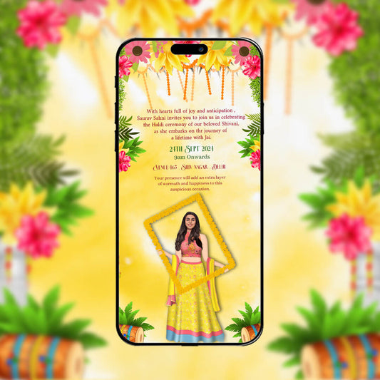 Haldi & Mehendi Ceremony Invitation Video |  Custom Design | AI-1233