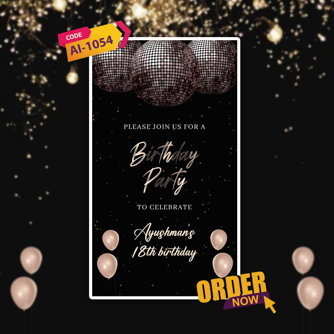 Birthday Invitation Video | Black Theme Template | AI-1054