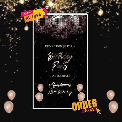 Birthday Invitation Video | Black Theme Template | AI-1054