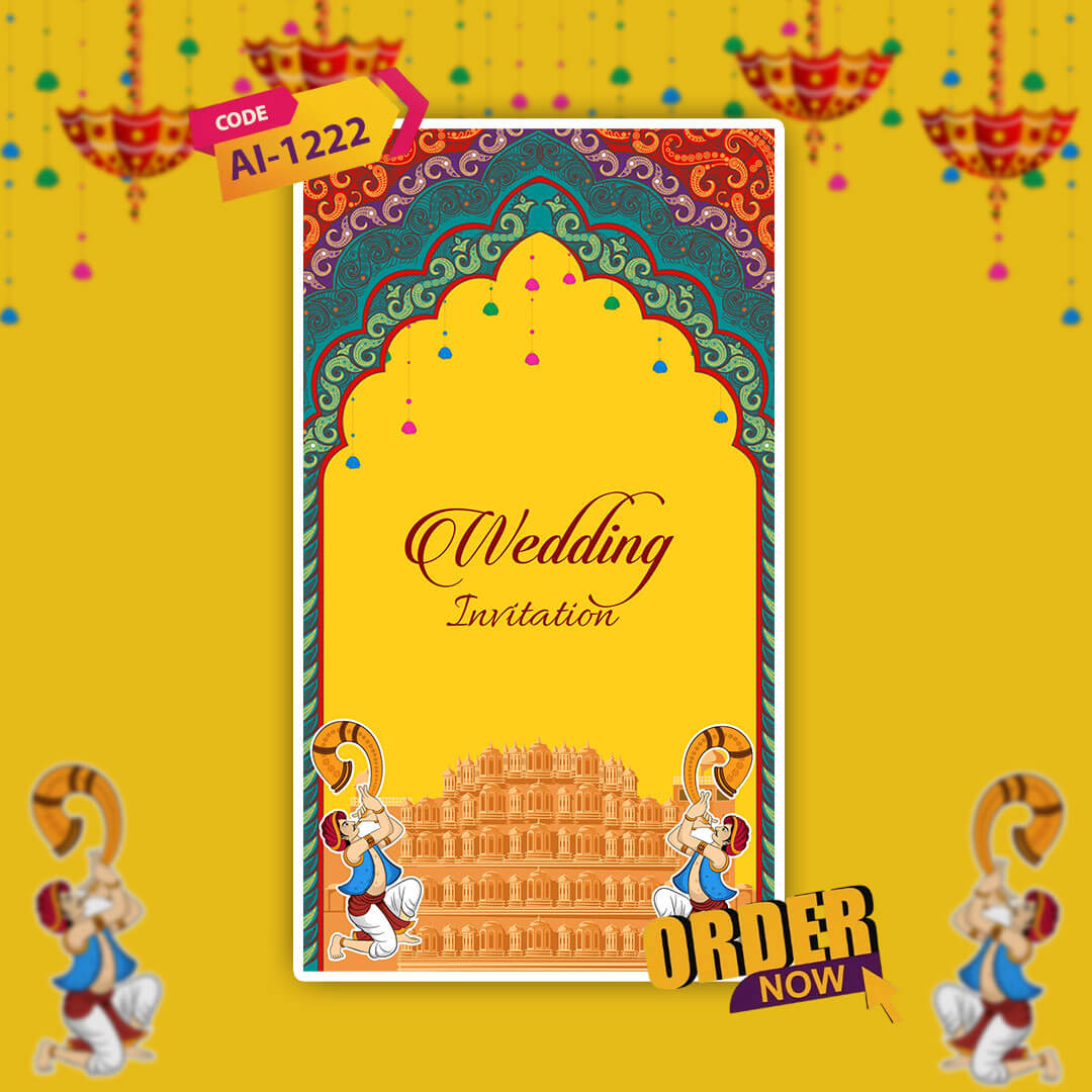 Rajasthani Wedding Invitation Video | floral design | AI-1222