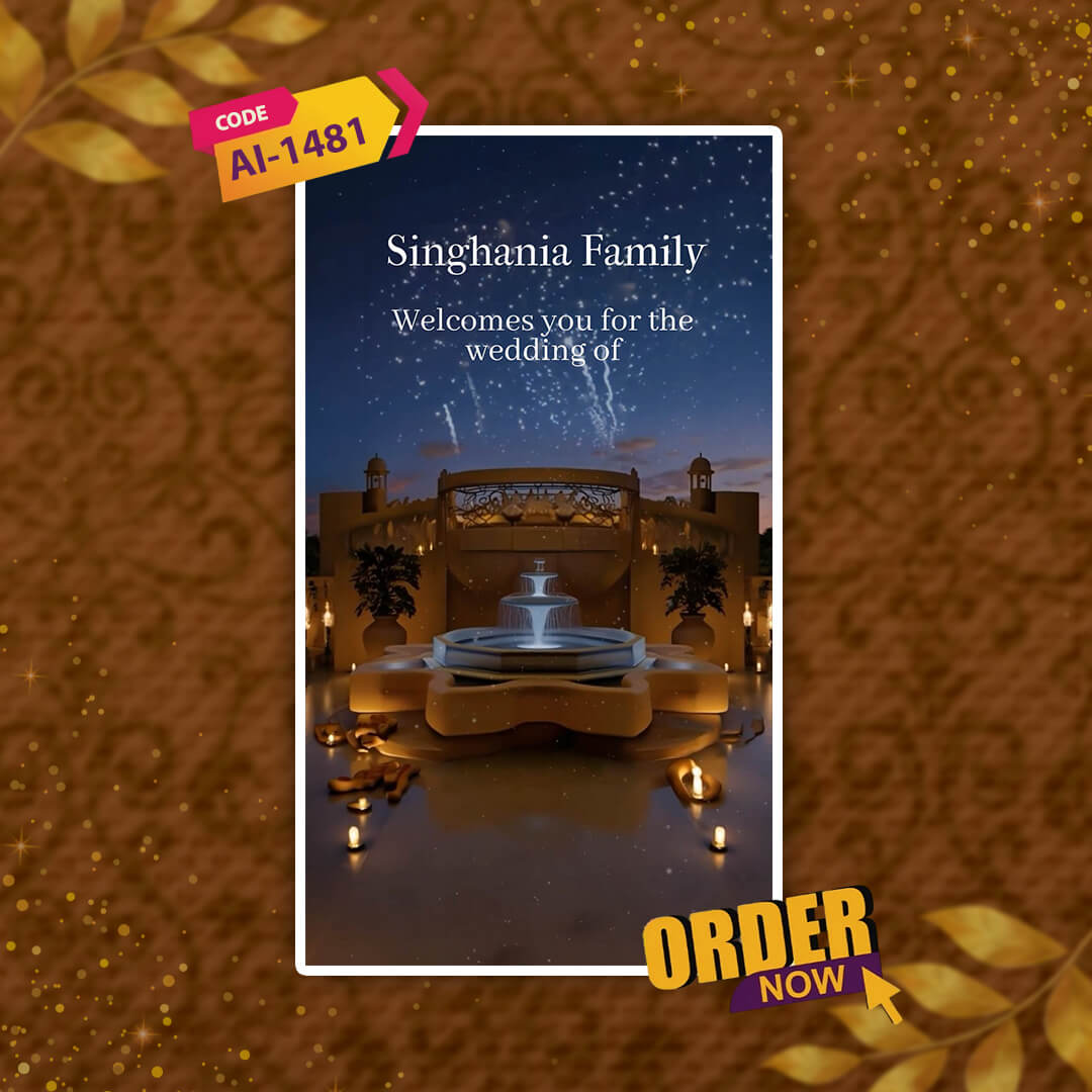 Digital Wedding Invitation Video | Dark Blue Fireworks | AI-1481