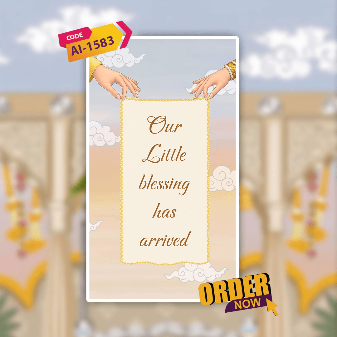 Krishna Theme Baby Girl Announcement Invitation Video | AI-1583