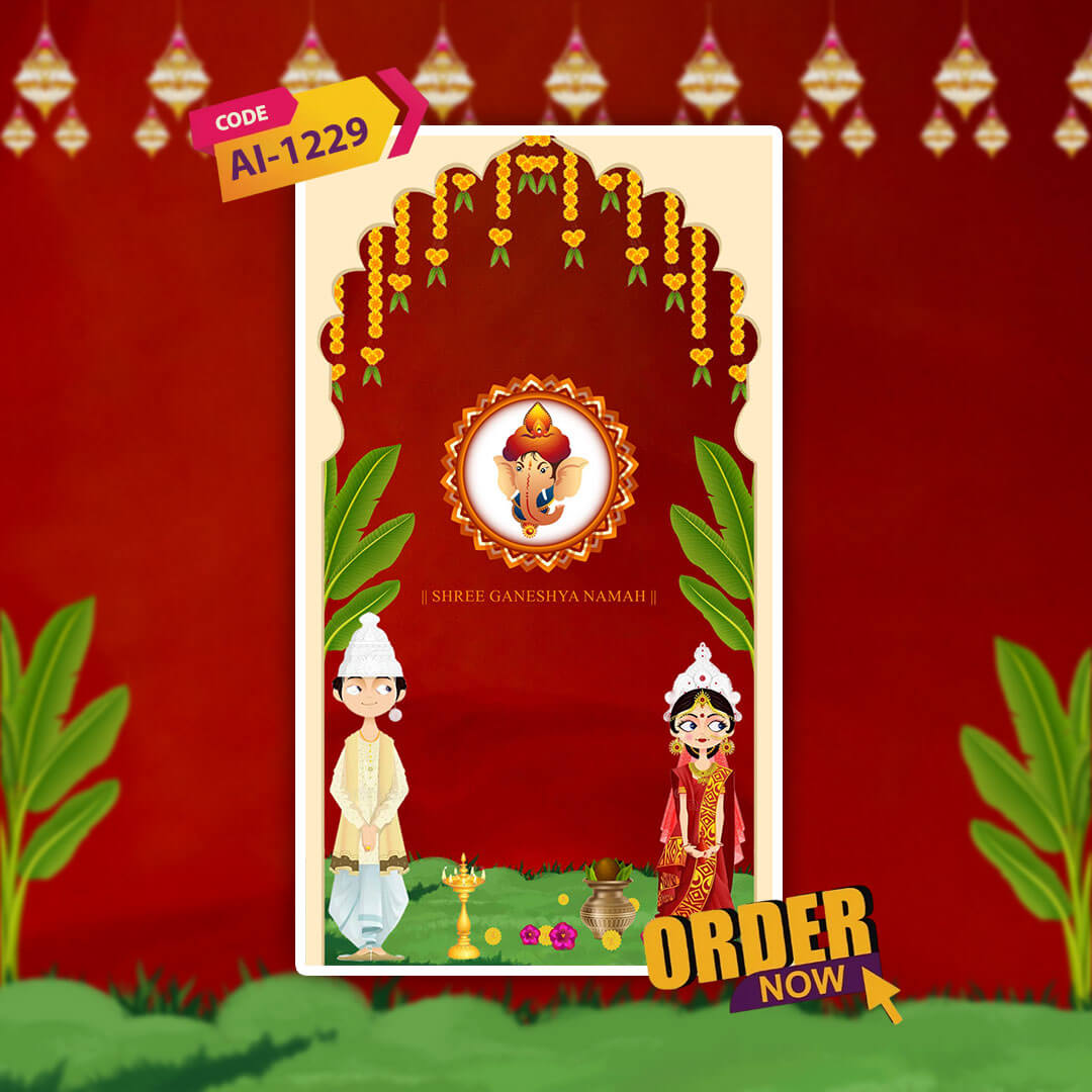 Bengali Wedding Invitation Video | Red Theme Wedding E-Card | AI-1229