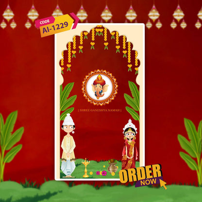 Bengali Wedding Invitation Video | Red Theme Wedding E-Card | AI-1229