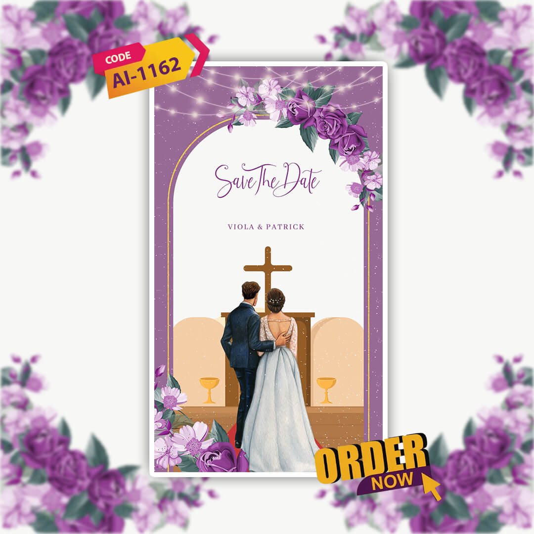 Christian Wedding Invitation Video | Purple Theme |AI-1162