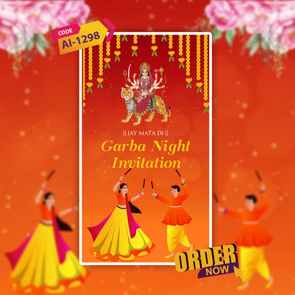 Navratri Festival Invitation Video | Animated Garba Invite |  AI-1298