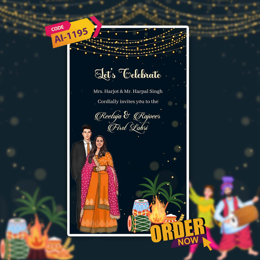 Lohri Celebration Invitation Video | Black Theme |  AI-1195