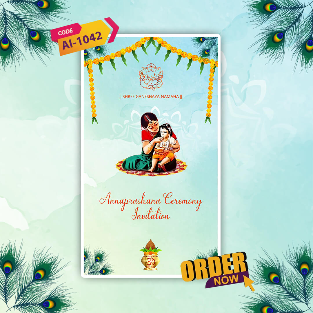 Annaprashan Ceremony Invitation Video | Baby’s First Rice |AI-1042