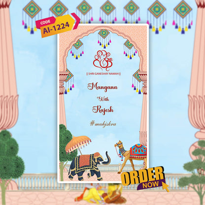 Rajasthani Wedding Invitation Video | Royal Marwari | AI-1224