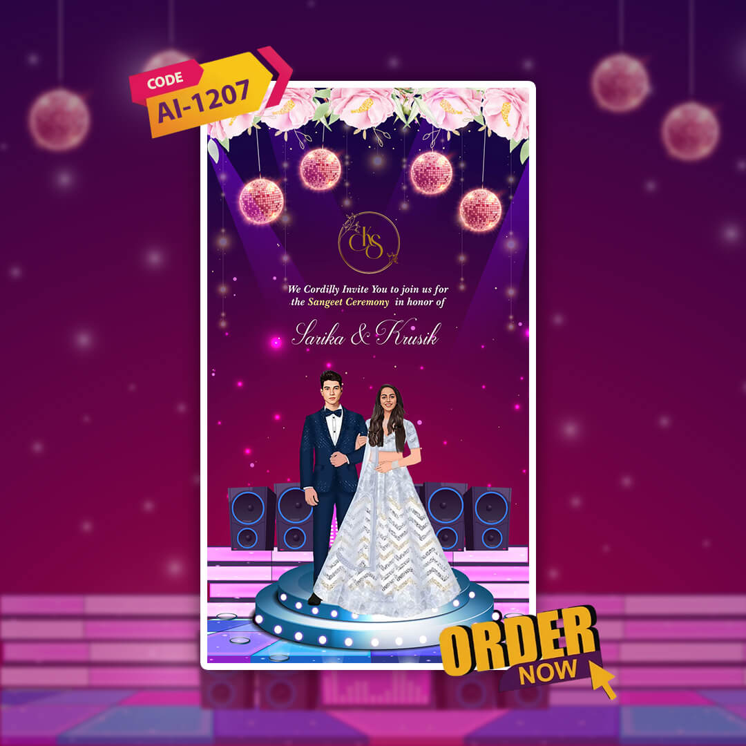 Sangeet Ceremony Invitation Video | Pink Theme | AI-1207