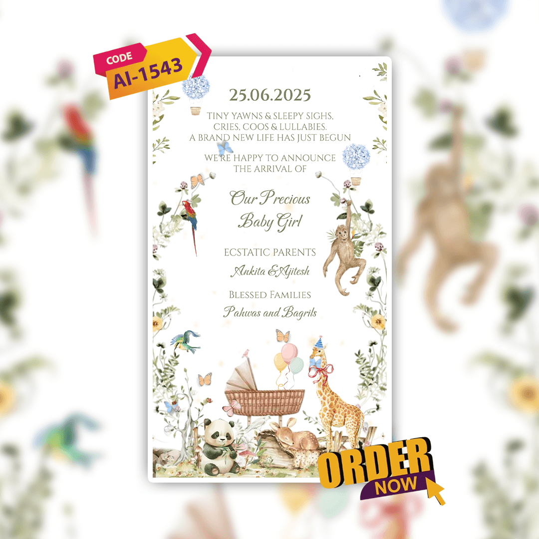 Baby Announcement Invitation Video | Digital Video Invitation | AI-1543